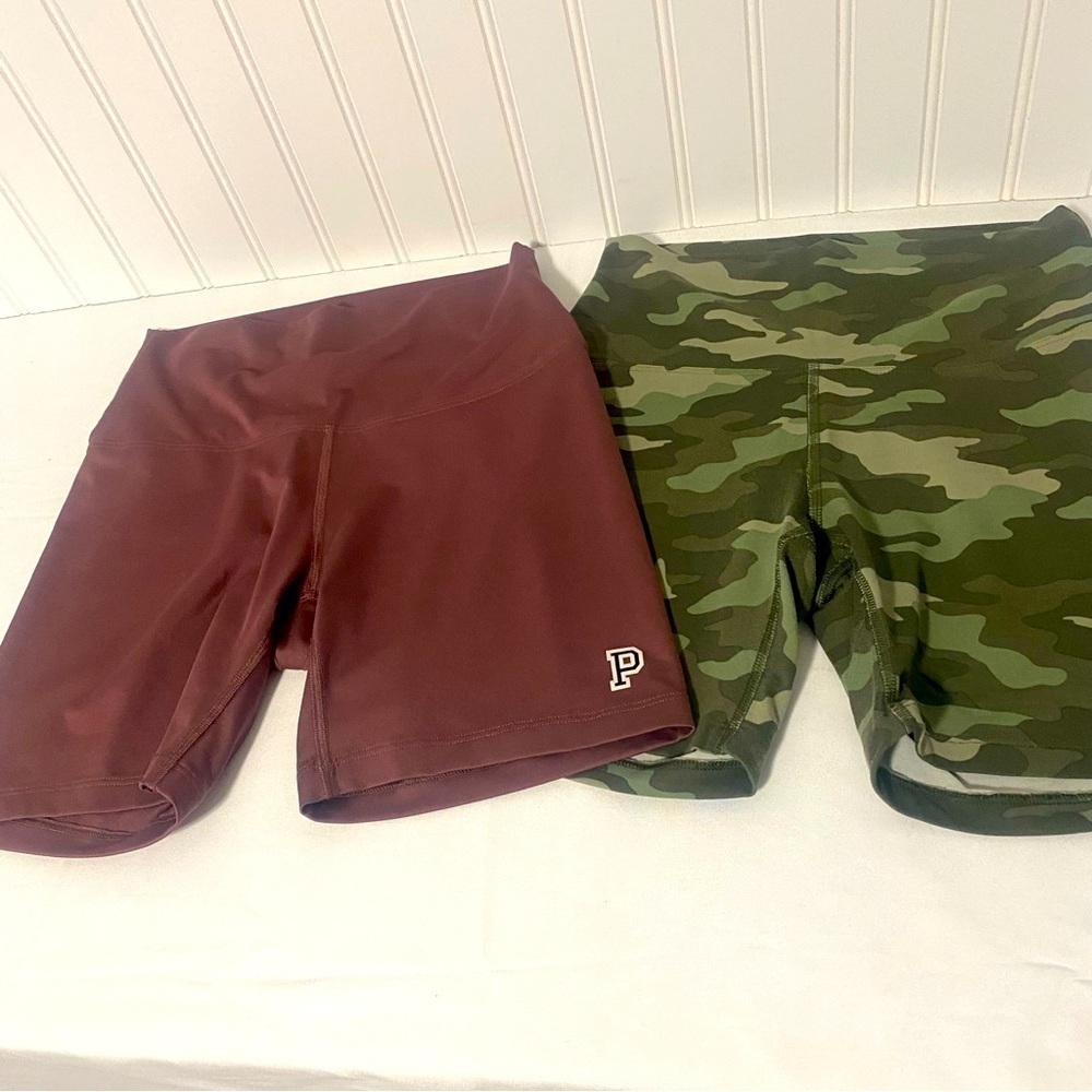 PINK ULTIMATE Victoria Secret Lot of (2) Women’s Running Shorts Small Camo